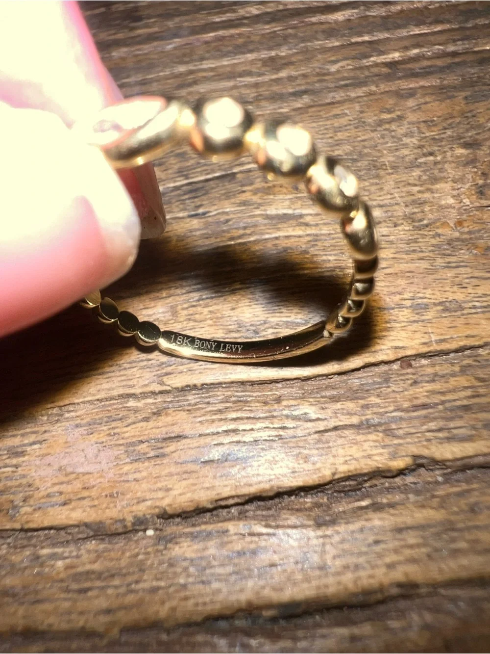 18K Gold Diamond Marquise and Bezel Band - size 6 Bony Levy 0.15 ctw